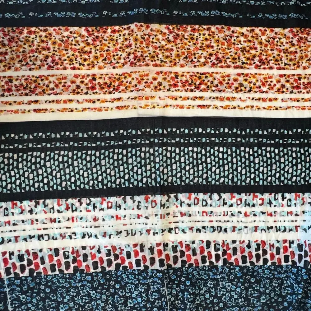 J. Jill Painted Patchwork Infinity Scarf Mixed Print Geometric Floral Cowl Wrap